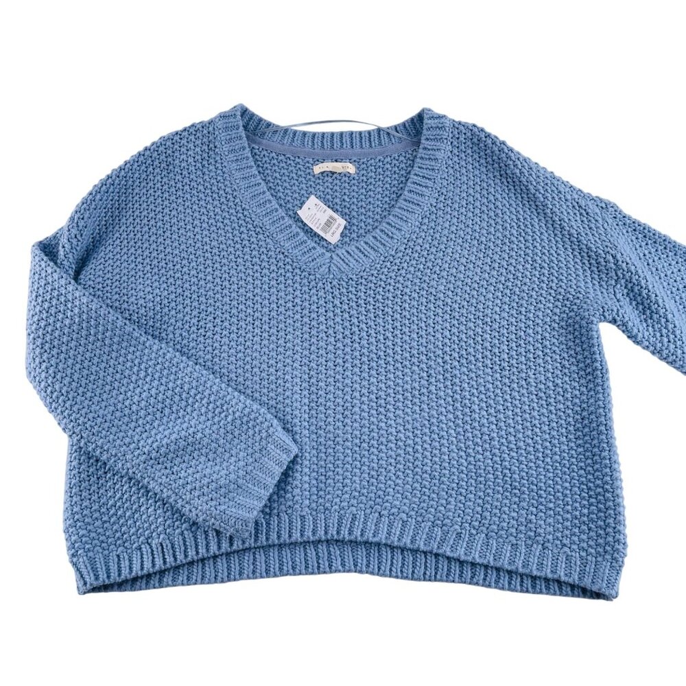 PacSun L.A. Hearts Womens Blue‎ V-Neck Knit Sweater size Large NWT Acrylic